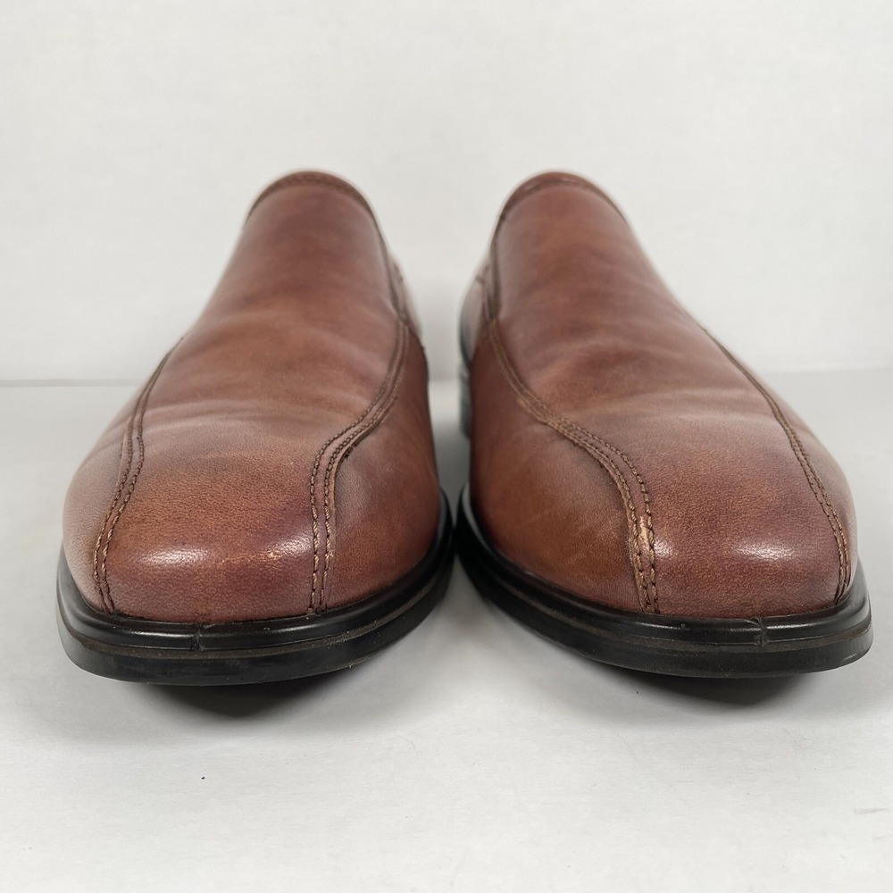 Ecco Queenstown Loafers Mens Size 46 US 12 Brown Leather Bicycle Toe Dress Shoes - Picture 3 of 10